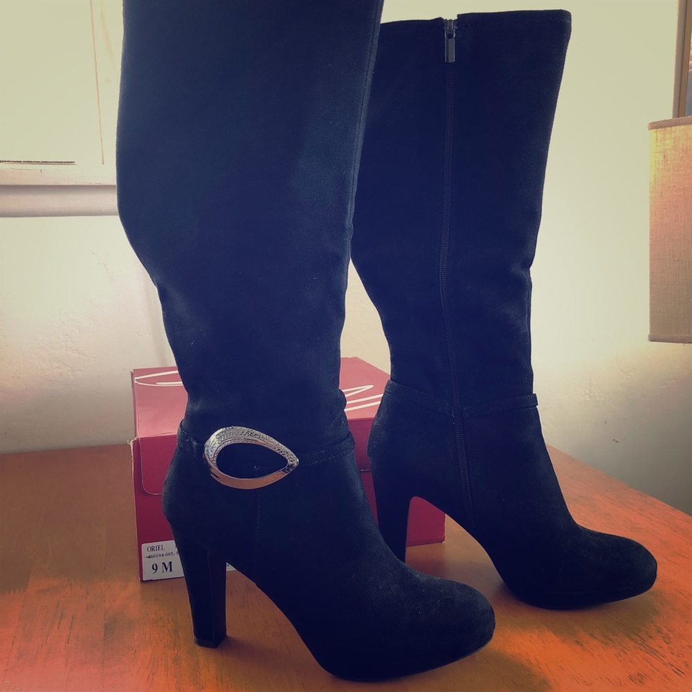 Black suede boots by Impo